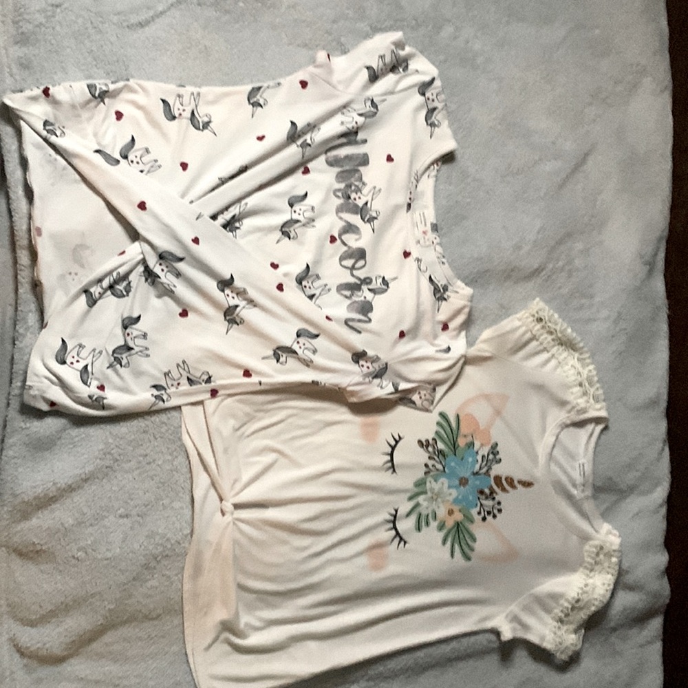 Two shirts with unicorns.